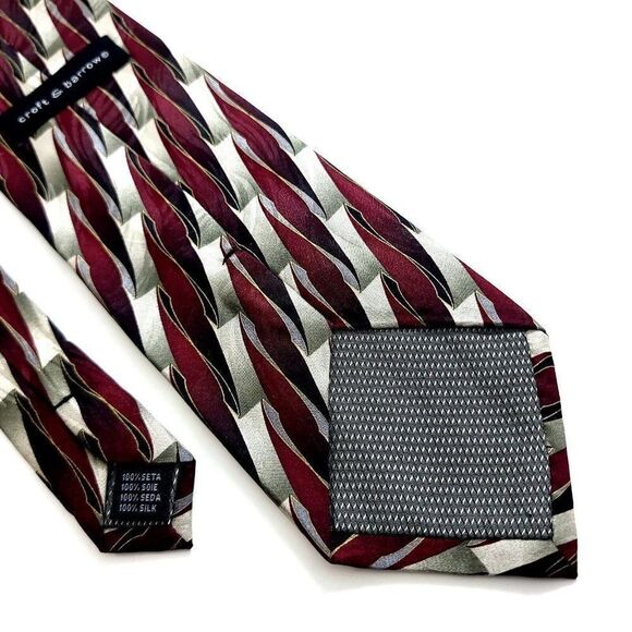 Croft & Barrow Red Tan Abstract Geometric Jacquard Print Silk Tie - Picture 5 of 6